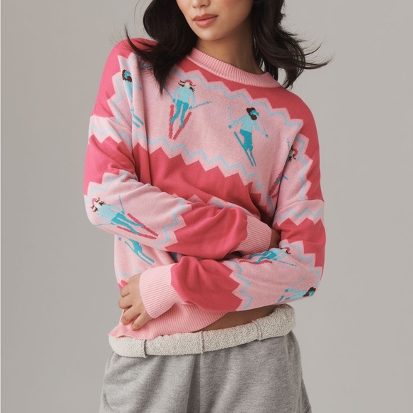 Anthropologie X Beach Riot Callie Sweater Chevron Skiers Anthropologie Exclusive - Picture 3 of 14